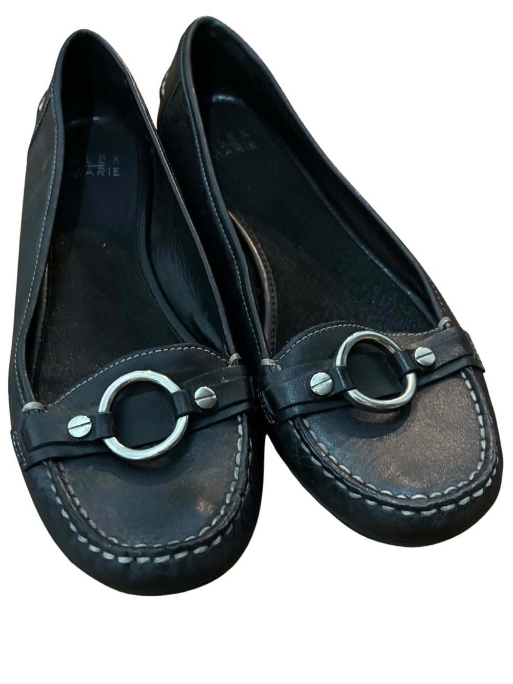 Alex Marie Black Leather Horsebit Loafers Flats Size 9M